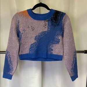 TRUCE girls abstract jacquard crewneck sweater medium (10-12)